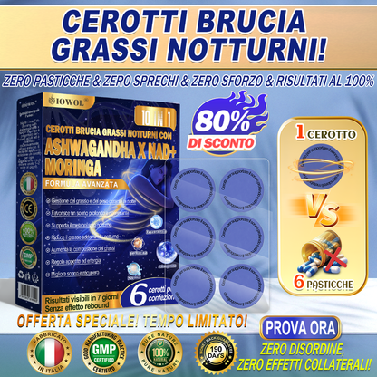 IOWOL® Cerotti brucia grassi notturni! Nessuna pillola, nessuno spreco, nessuno sforzo e risultati garantiti al 100%.